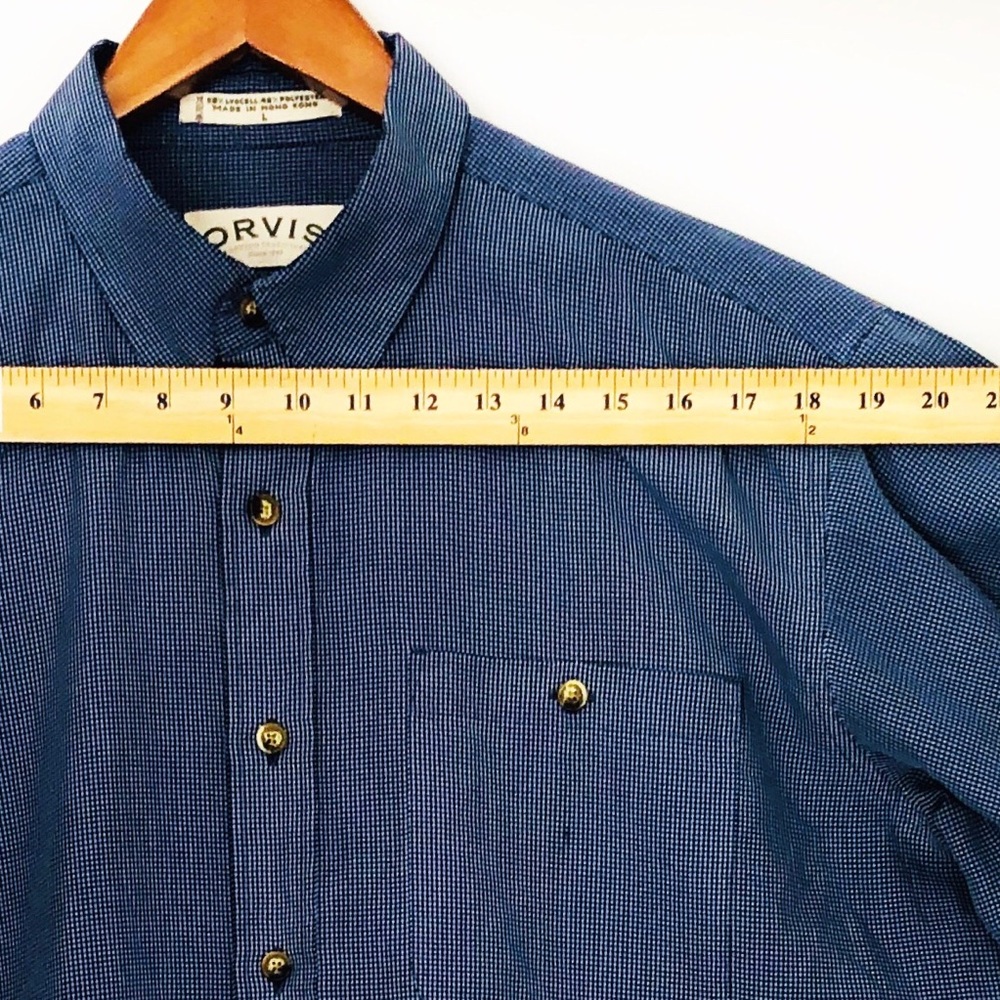 Longsleeve Blue Checkered Button-Down Dress Shirt - Picture 4 of 6
